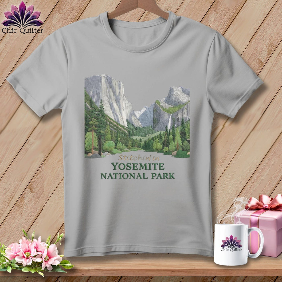 MyDesigns Physical Item S / Athletic Heather Stitchin' in Yosemite National Park ~ Relaxed Fit Tee