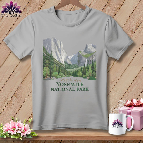 MyDesigns Physical Item S / Athletic Heather Stitchin' in Yosemite National Park ~ Relaxed Fit Tee