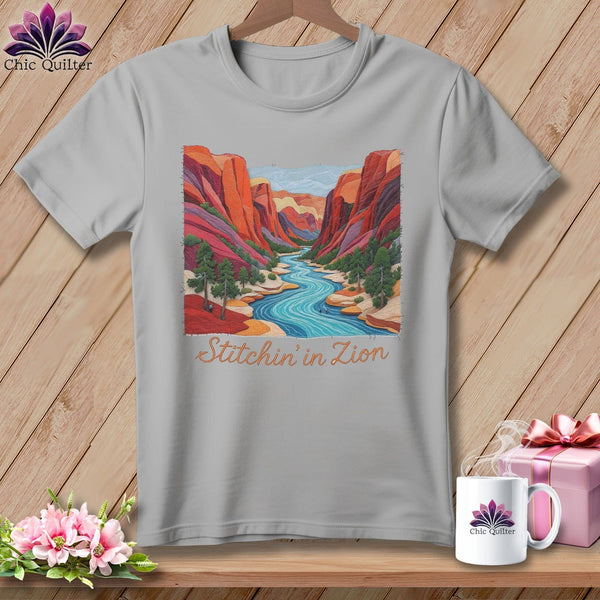 MyDesigns Physical Item S / Athletic Heather Stitchin' in Zion National Park ~ Relaxed Fit Tee