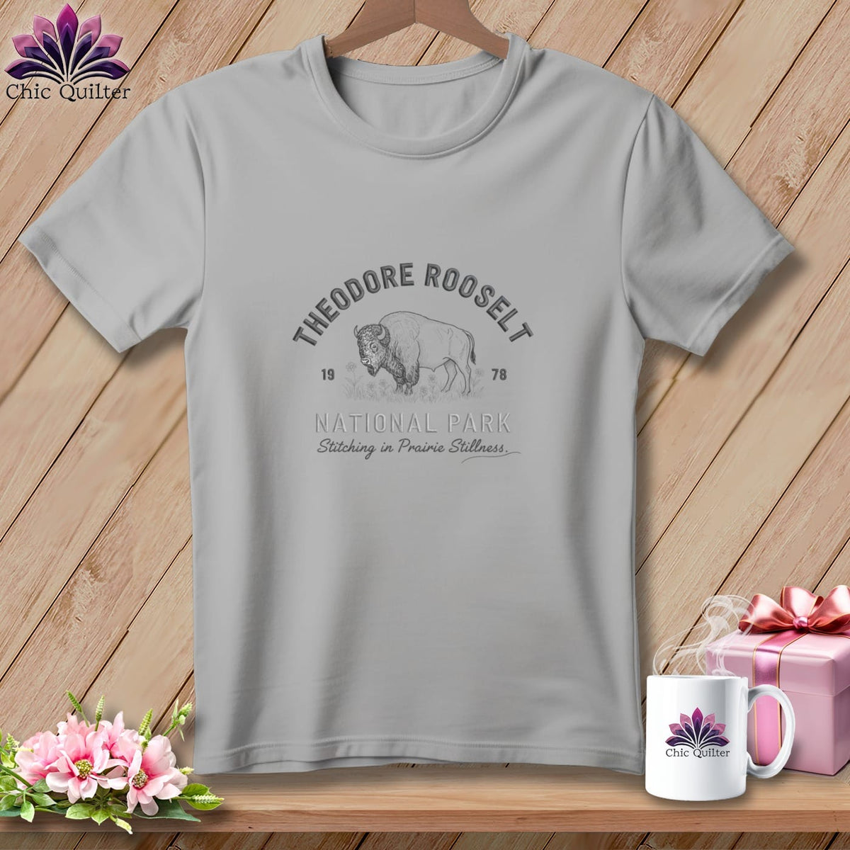 MyDesigns Physical Item S / Athletic Heather Theodore Roosevelt National Park, Stitchin In Beauty ~ Relaxed Fit Tee