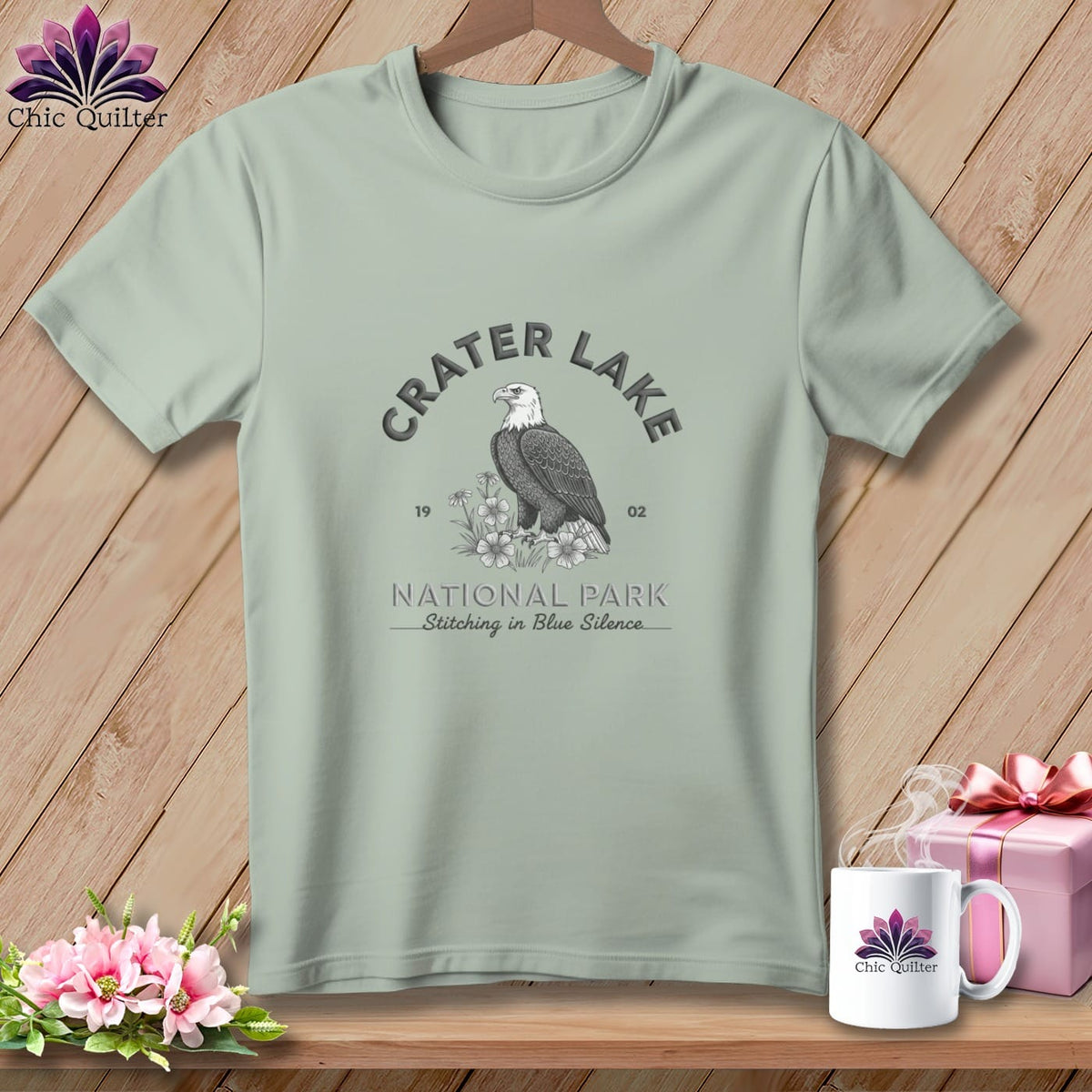 MyDesigns Physical Item S / Bay Crater Lake National Park, Stitchin In Beauty ~ Premium Tee