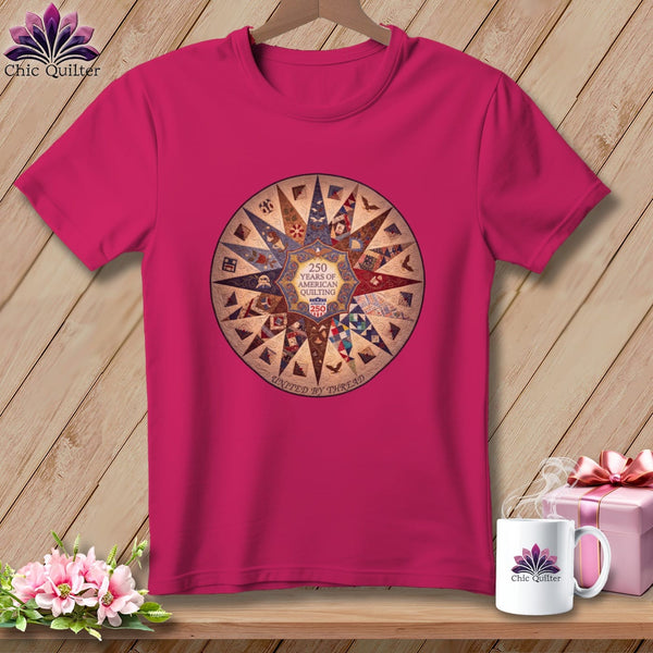 MyDesigns Physical Item S / Berry 250 Years of American Quilting United By Thread Commemorative ~ Relaxed Fit Tee