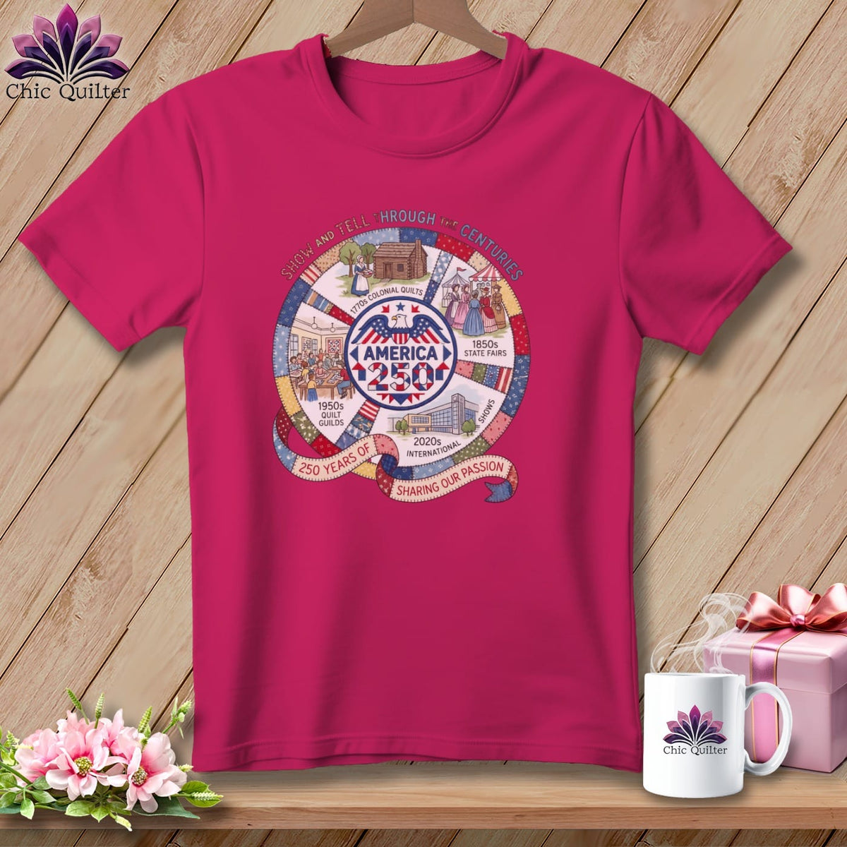 MyDesigns Physical Item S / Berry 250 Years of Quilting History ~ Relaxed Fit Tee