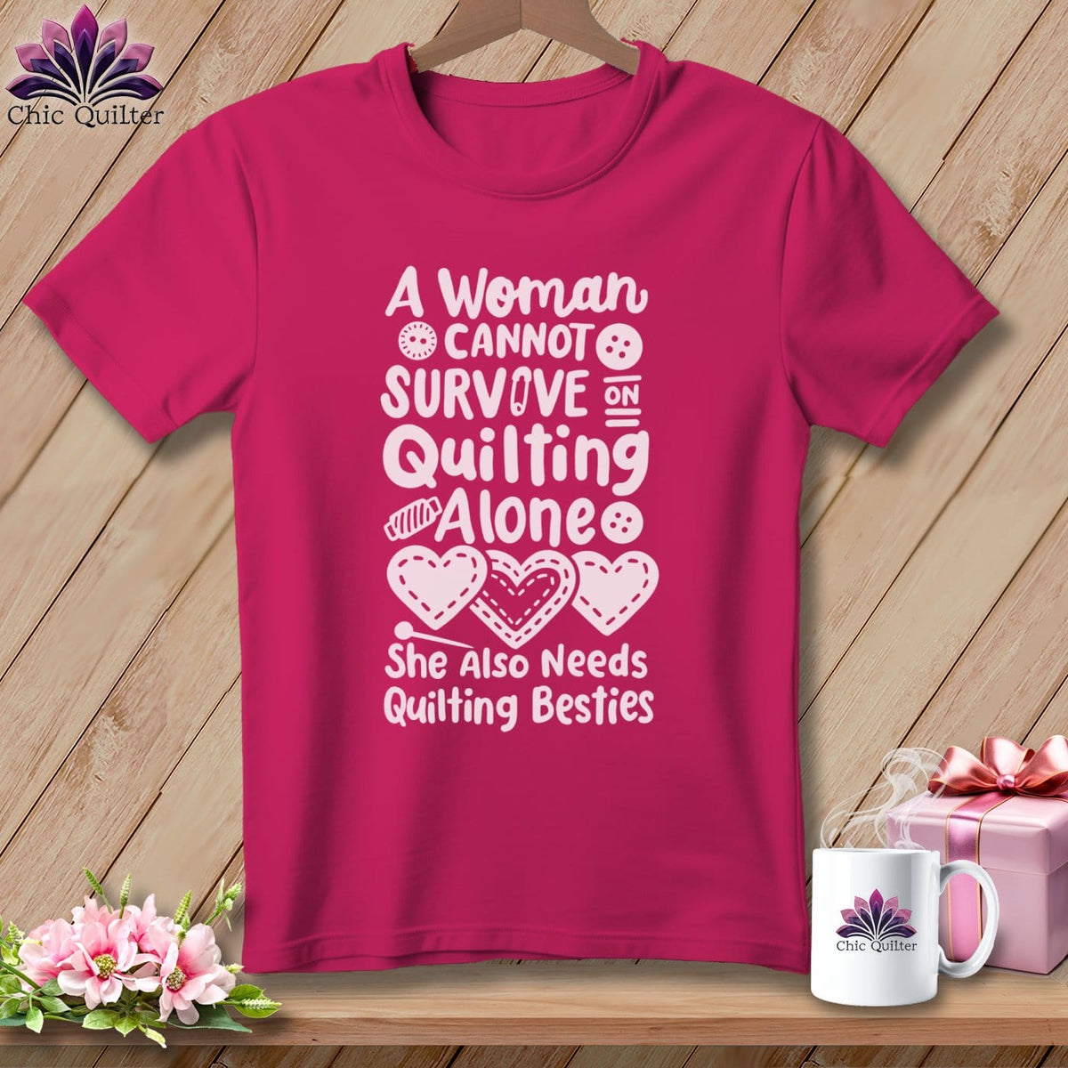 MyDesigns Physical Item S / Berry A Woman Cannot Survive Quilting Alone ~ Relaxed Fit Tee