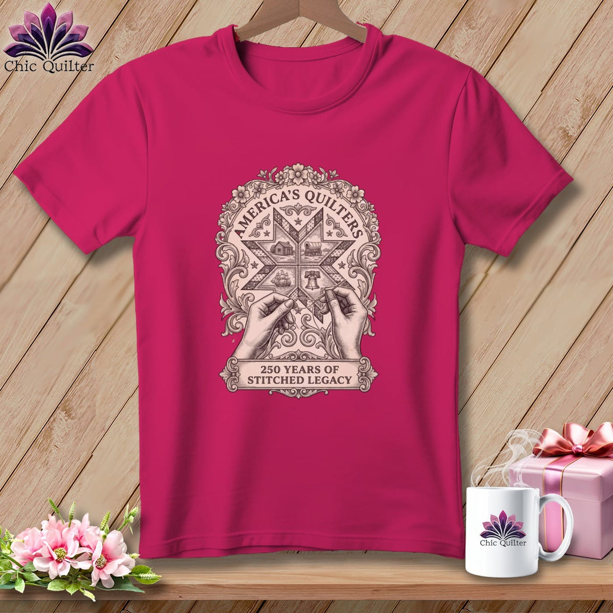 MyDesigns Physical Item S / Berry America's Quilters 250 Years of Stitched Legacy ~ Relaxed Fit Tee