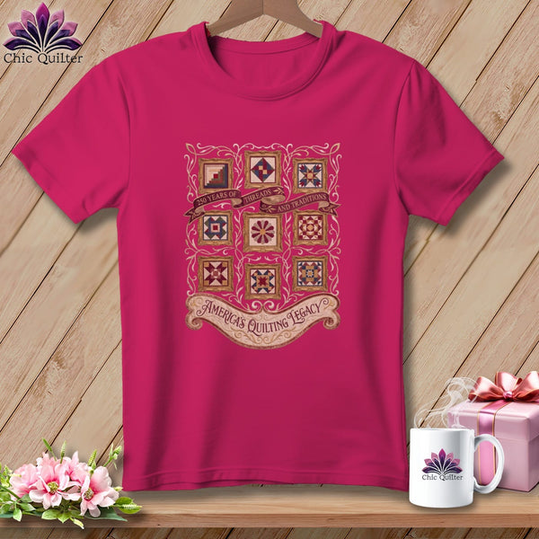 MyDesigns Physical Item S / Berry America's Quilting Legacy 250 Years of Threads and Traditions ~ Relaxed Fit Tee