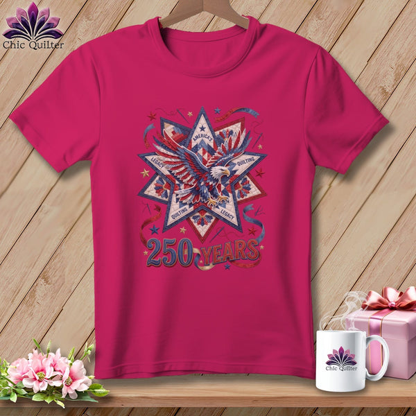 MyDesigns Physical Item S / Berry America's Quilting Legacy 250 Years Patriotic Quilter ~ Relaxed Fit Tee