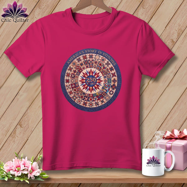 MyDesigns Physical Item S / Berry America's Story in Stitches 250 Years Quilter ~ Relaxed Fit Tee