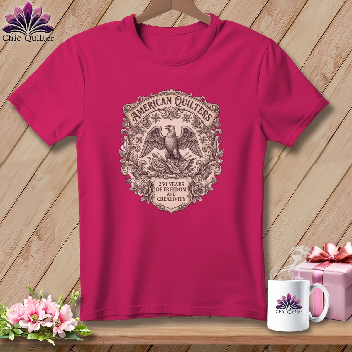MyDesigns Physical Item S / Berry American Quilters 250 Years of Freedom and Creativity ~ Relaxed Fit Tee