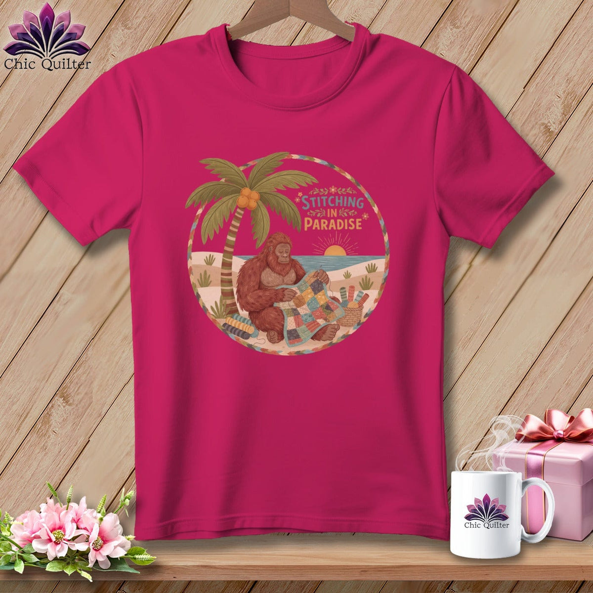 MyDesigns Physical Item S / Berry Big Foot Still Stitching in Paradise ~ Relaxed Fit Tee