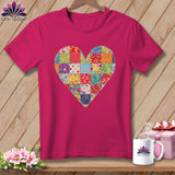 MyDesigns Physical Item S / Berry Colorful Quilted Heart ~ Relaxed Fit Tee
