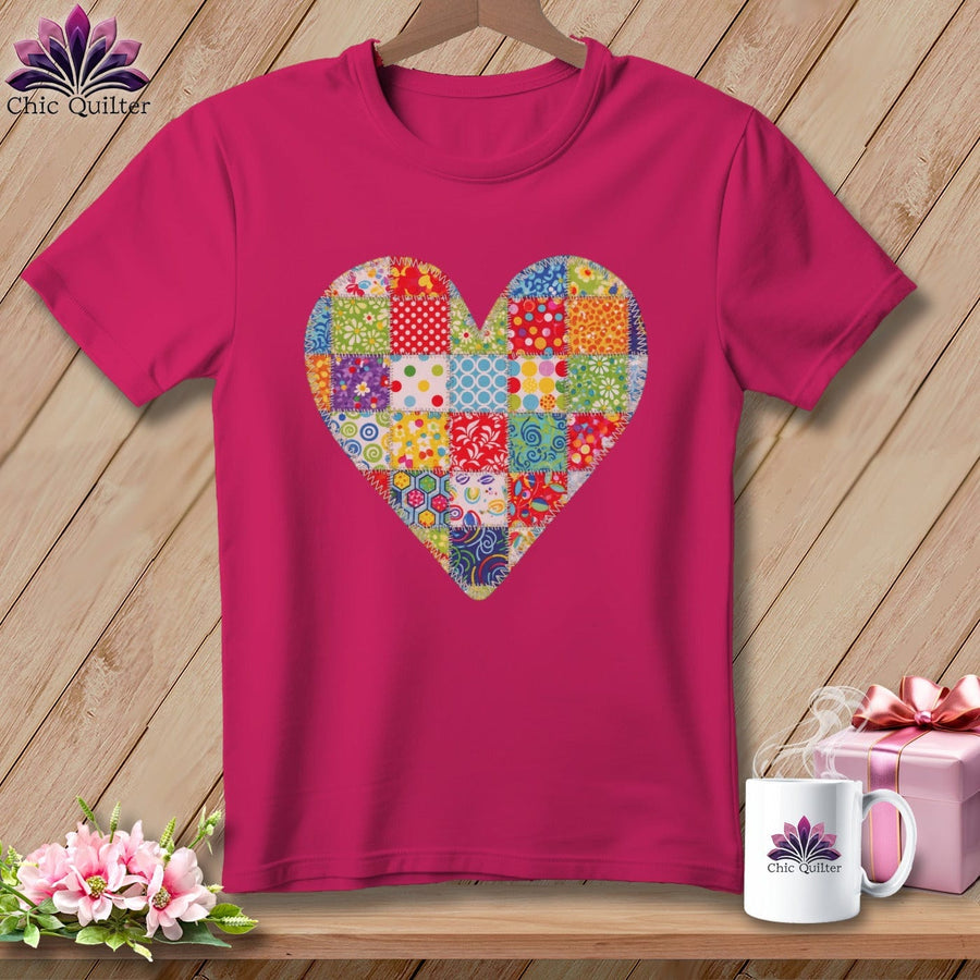 MyDesigns Physical Item S / Berry Colorful Quilted Heart ~ Relaxed Fit Tee
