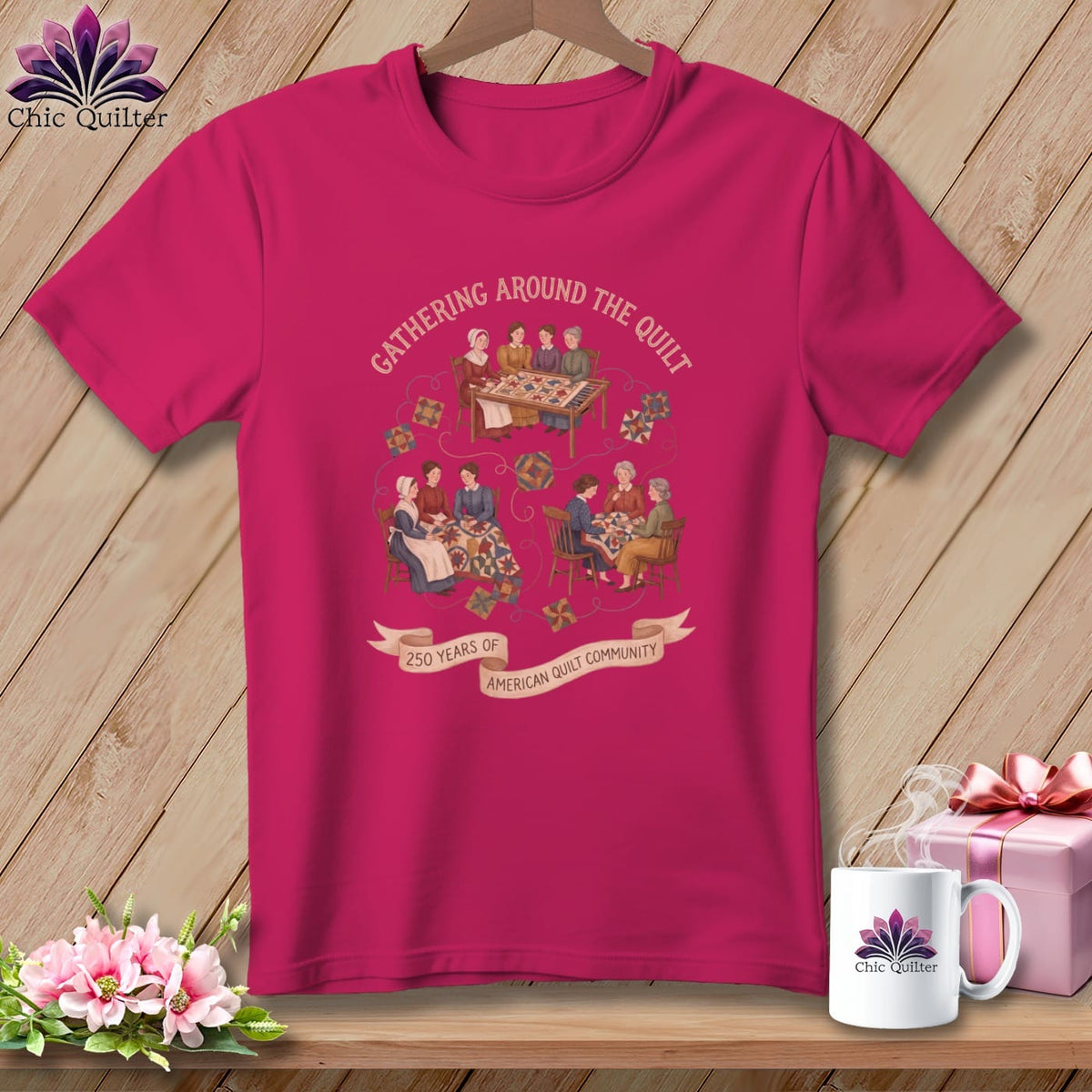 MyDesigns Physical Item S / Berry Gathering Around The Quilt â 250 Years of American Quilt Community ~ Relaxed Fit Tee