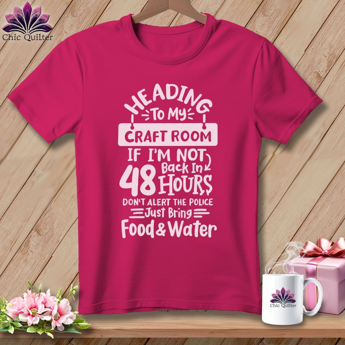 MyDesigns Physical Item S / Berry Heading to My Craft Room If I'm Not Back in 48 Hours, Don't Alert the Police - Just Bring Food and Water ~ Relaxed Fit Tee