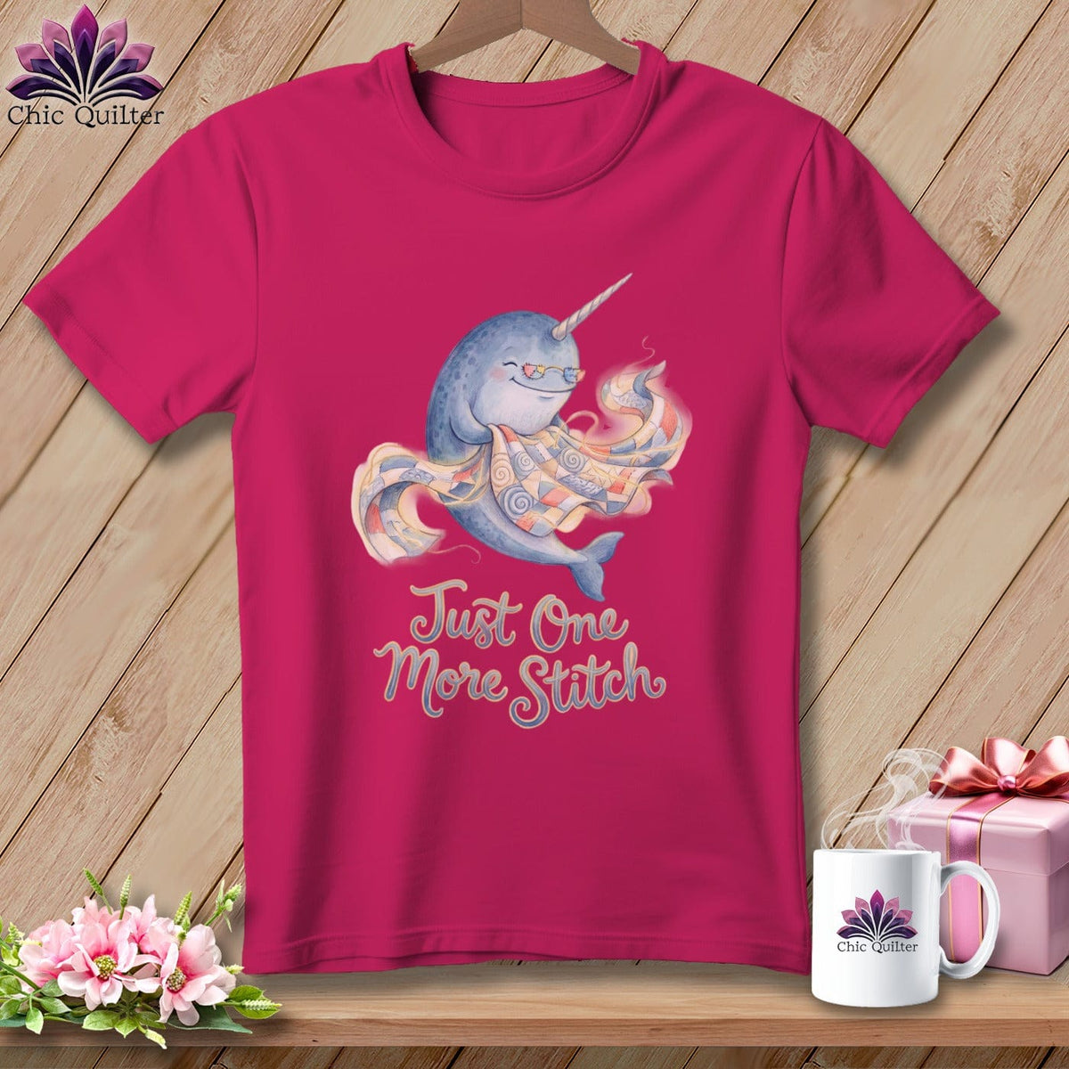 MyDesigns Physical Item S / Berry Narwhal Stitching ~ Relaxed Fit Tee