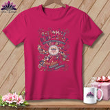 MyDesigns Physical Item S / Berry Red White Blue and Quilt 250 Years of American Creativity Patriotic Quilte ~ Relaxed Fit Teer Tee