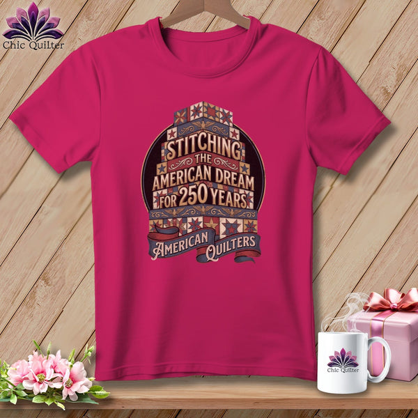 MyDesigns Physical Item S / Berry Stitching the American Dream for 250 Years American Quilters ~ Relaxed Fit Tee