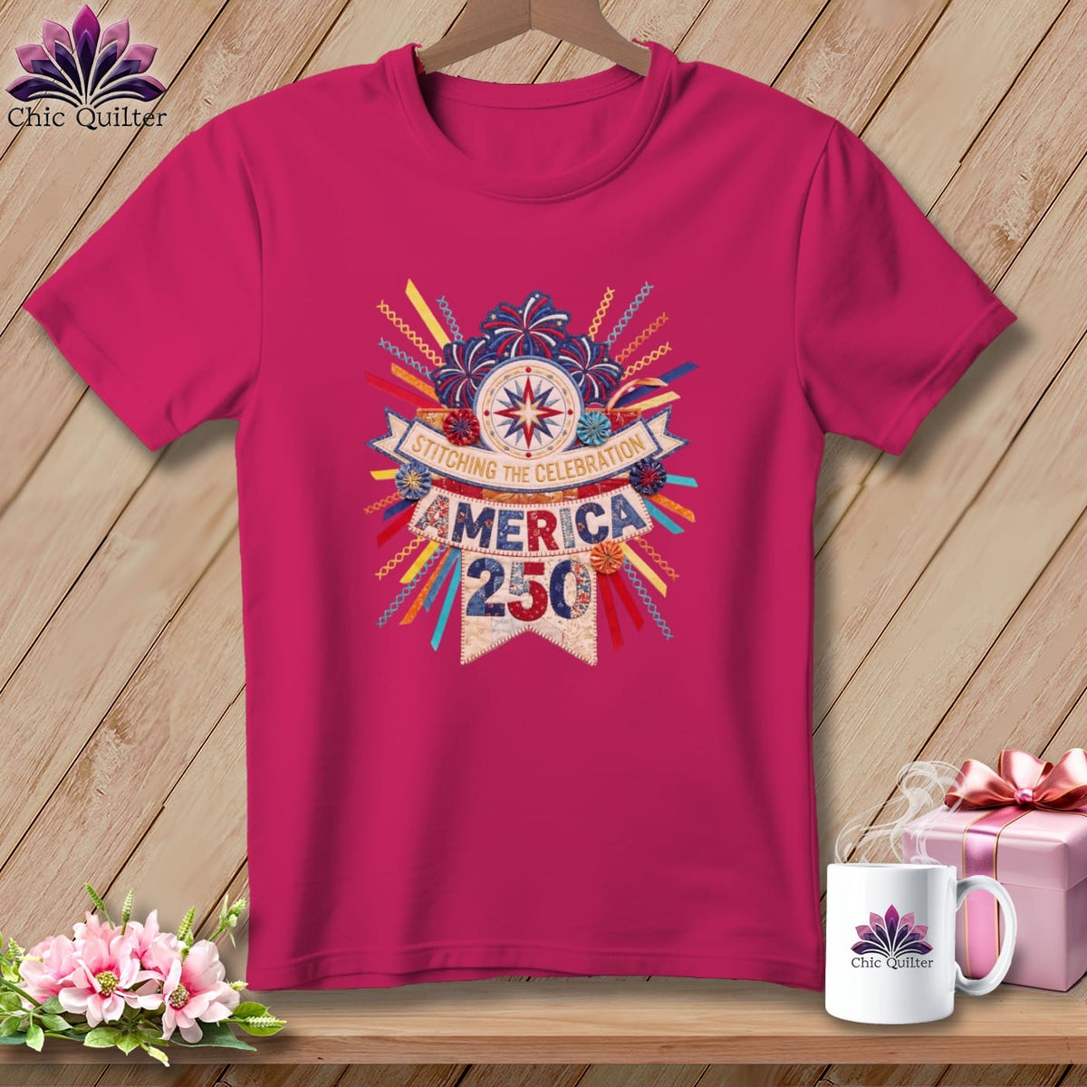 MyDesigns Physical Item S / Berry Stitching The Celebration America 250 Quilter ~ Relaxed Fit Tee