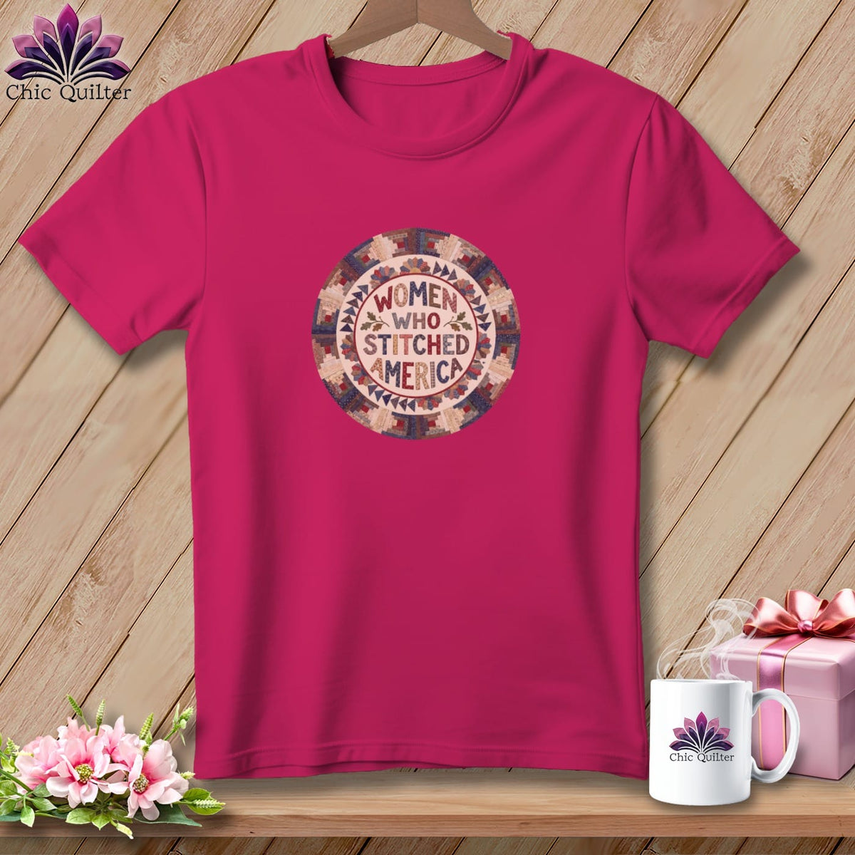 MyDesigns Physical Item S / Berry Women Who Stitched America Celebrating 250 Years Quilter ~ Relaxed Fit Tee