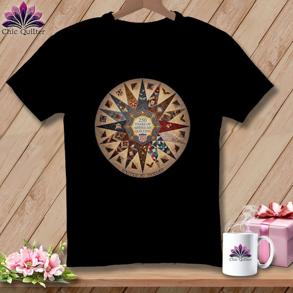MyDesigns Physical Item S / Black 250 Years of American Quilting United By Thread Commemorative ~ Relaxed Fit Tee