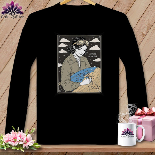 MyDesigns Physical Item S / Black Amelia SewHearts - Resting Stitch Face ~ Long Sleeve T-Shirt