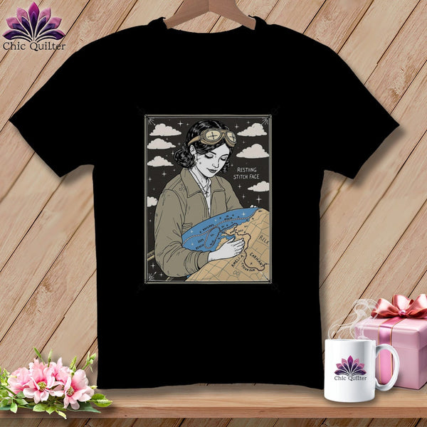 MyDesigns Physical Item S / Black Amelia SewHearts - Resting Stitch Face ~ Relaxed Fit Tee