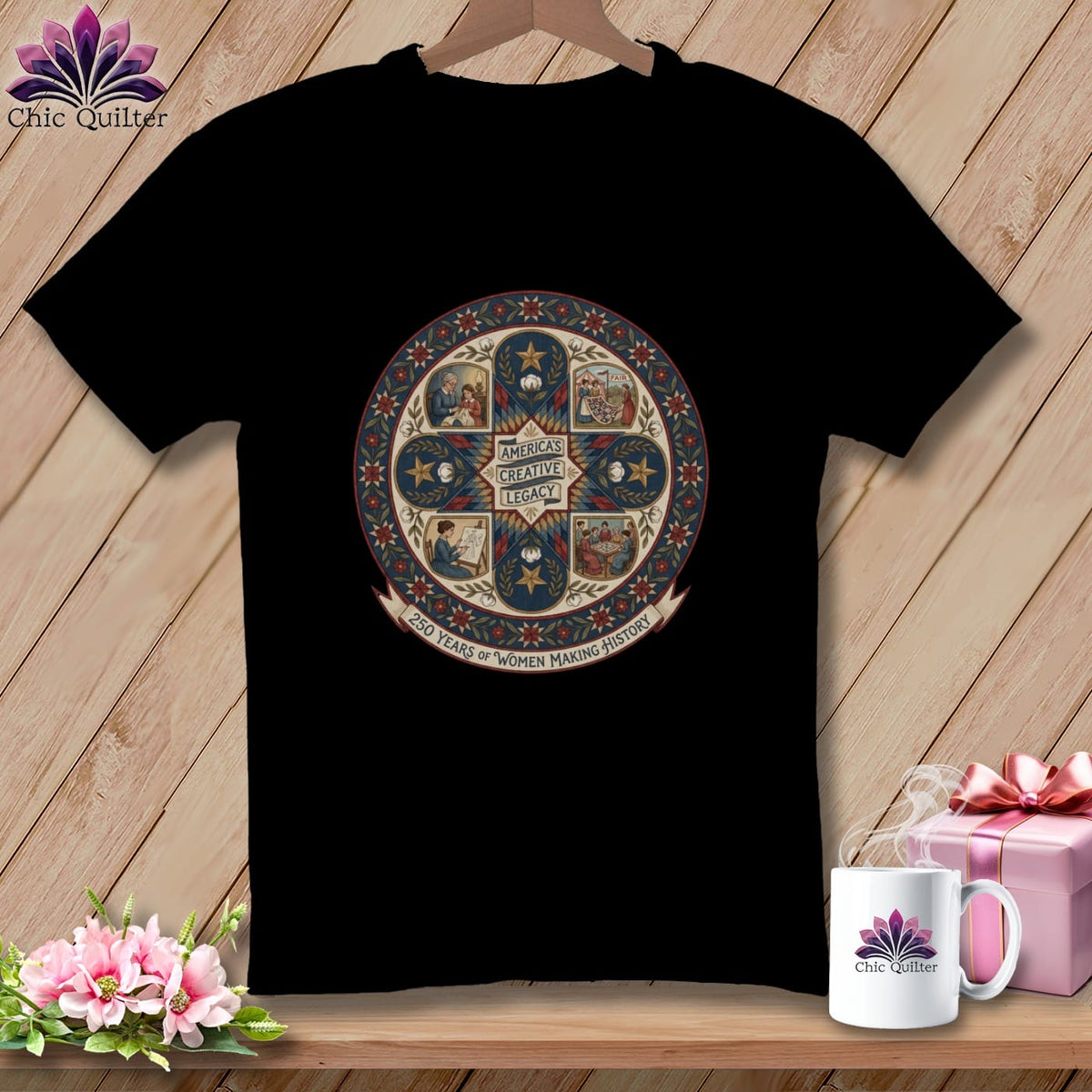 MyDesigns Physical Item S / Black America's Creative Legacy | 250 Years of Women Making History Quilter ~ Relaxed Fit Tee