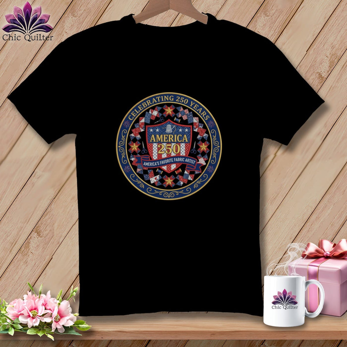 MyDesigns Physical Item S / Black America's Favorite Fabric Artist ~ Celebrating 250 Years Quilter ~ Relaxed Fit Tee