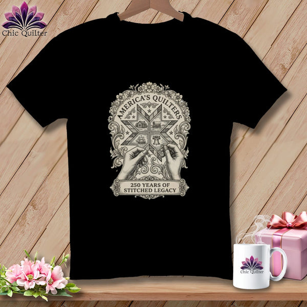 MyDesigns Physical Item S / Black America's Quilters 250 Years of Stitched Legacy ~ Relaxed Fit Tee