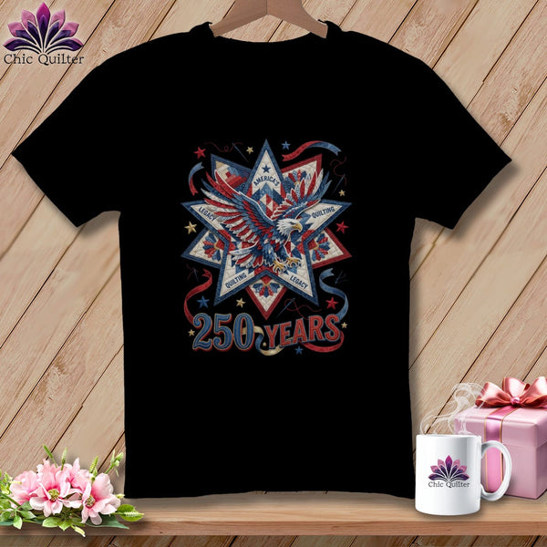 MyDesigns Physical Item S / Black America's Quilting Legacy 250 Years Patriotic Quilter ~ Relaxed Fit Tee