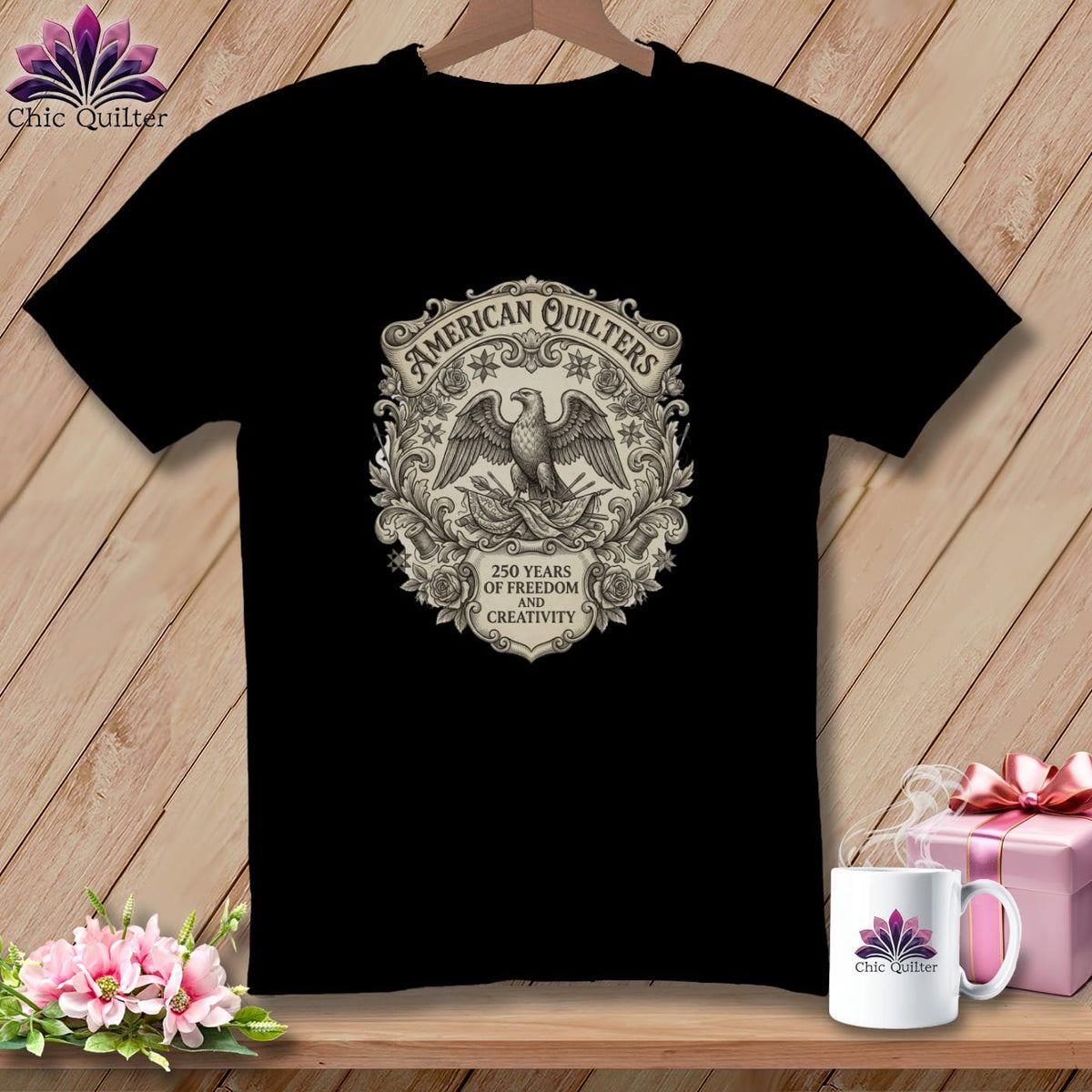 MyDesigns Physical Item S / Black American Quilters 250 Years of Freedom and Creativity ~ Relaxed Fit Tee