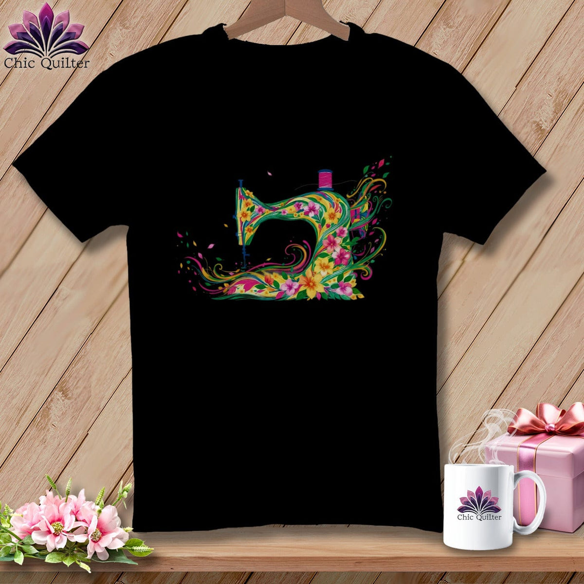 MyDesigns Physical Item S / Black Bloomwhirl ~ April Design ~ Windy Stitches Collection (March Start) ~ Premium Tee