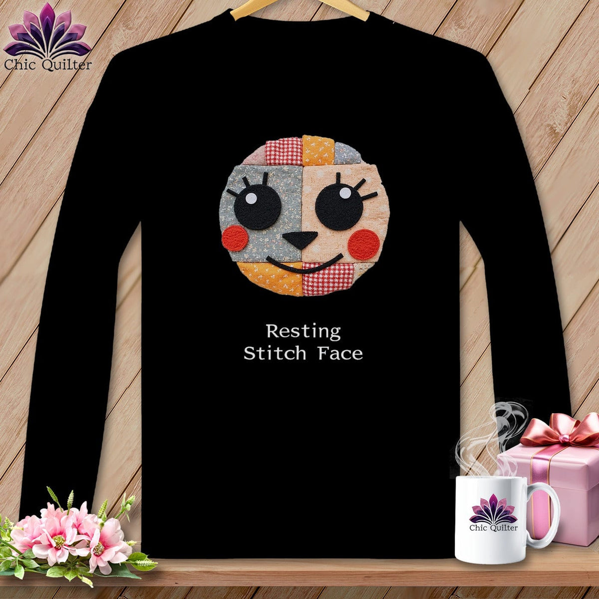 MyDesigns Physical Item S / Black Cheeky - Resting Stitch Face  ~ Long Sleeve T-Shirt