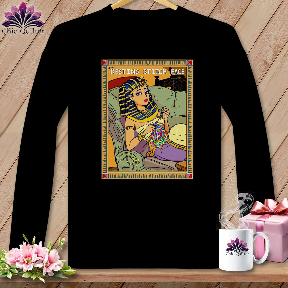 MyDesigns Physical Item S / Black Cleo Patch Ra - Resting Stitch Face ~ Long Sleeve Tee