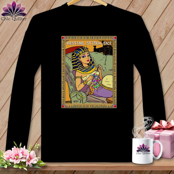 MyDesigns Physical Item S / Black Cleo Patch Ra - Resting Stitch Face ~ Long Sleeve Tee