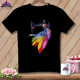 MyDesigns Physical Item S / Black Feathered Rainbow ~ Relaxed Fit Tee
