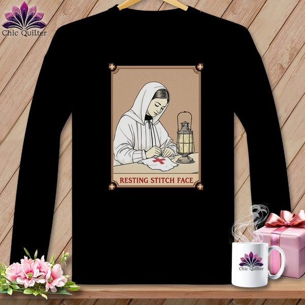 MyDesigns Physical Item S / Black Florence Needle-Gale - Resting Stitch Face ~ Long Sleeve T-Shirt