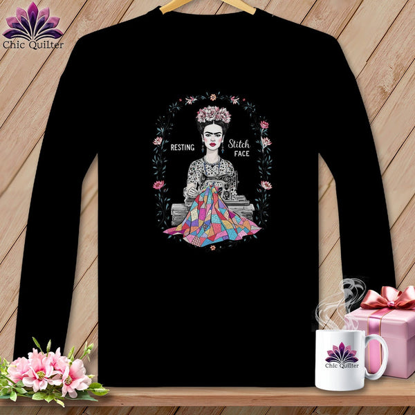 MyDesigns Physical Item S / Black Fray-da Kahio - Resting Stitch Face ~ Long Sleeve Tee