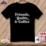 MyDesigns Physical Item S / Black Friends, Quilts & Coffee ~ Premium Tee