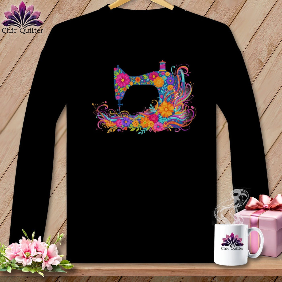 MyDesigns Physical Item S / Black Garden Gale ~ May Design ~ Windy Stitches Collection (April Start) ~ Premium Long Sleeve Tee