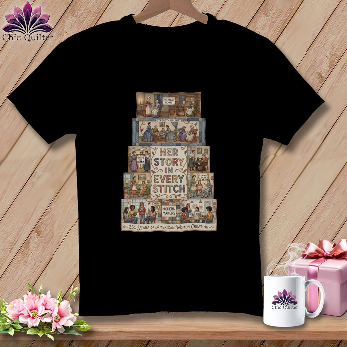 MyDesigns Physical Item S / Black Her Story In Every Stitch ~ 250 Years of American Women Creating ~ Relaxed Fit Tee