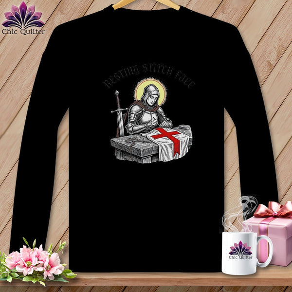 MyDesigns Physical Item S / Black Joan of Sew - Resting Stitch Face ~ Long Sleeve T-Shirt