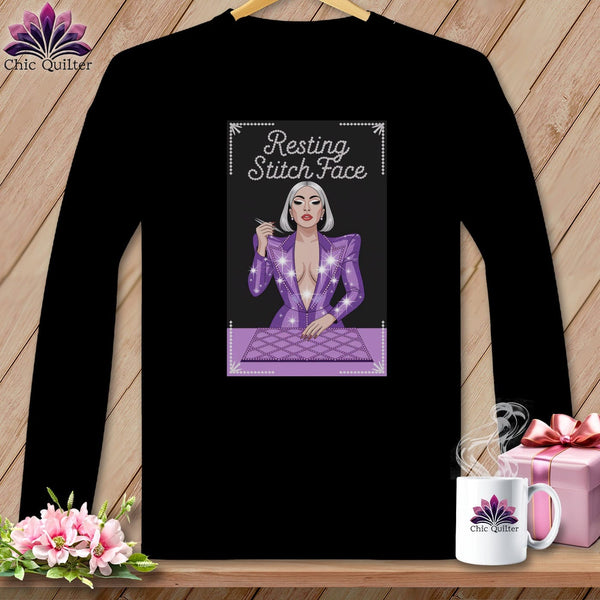 MyDesigns Physical Item S / Black Lacy Gagga - Resting Stitch Face ~ Long Sleeve Tee