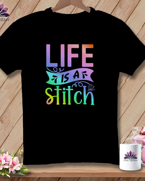 MyDesigns Physical Item S / Black Life is a stitch ~ Relaxed Fit Tee