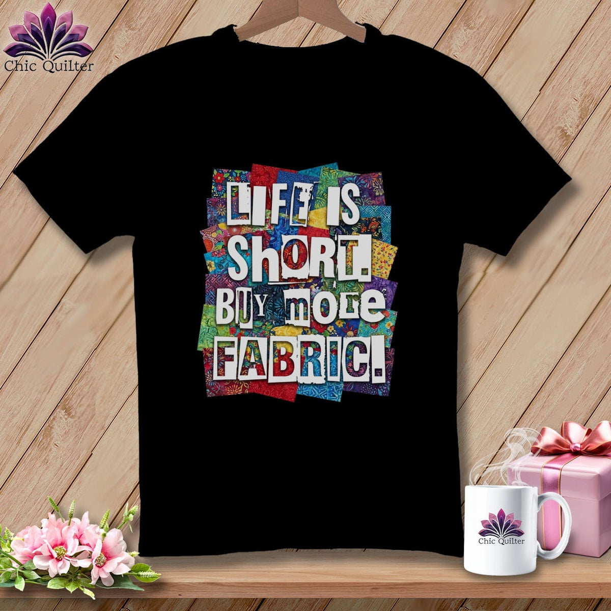 MyDesigns Physical Item S / Black Life is Short. Buy More Fabric. ~ Relaxed Fit Tee