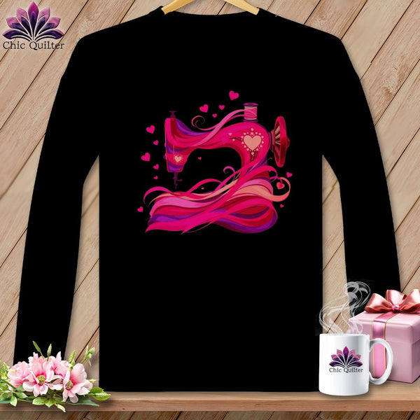 MyDesigns Physical Item S / Black Love Current ~ February Design ~ Windy Stitches Collection (January Start) ~ Premium Long Sleeve Tee
