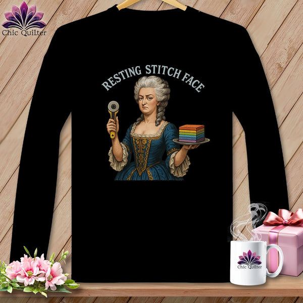 MyDesigns Physical Item S / Black Marie FabCakes-Nette - Resting Stitch Face ~ Long Sleeve Tee