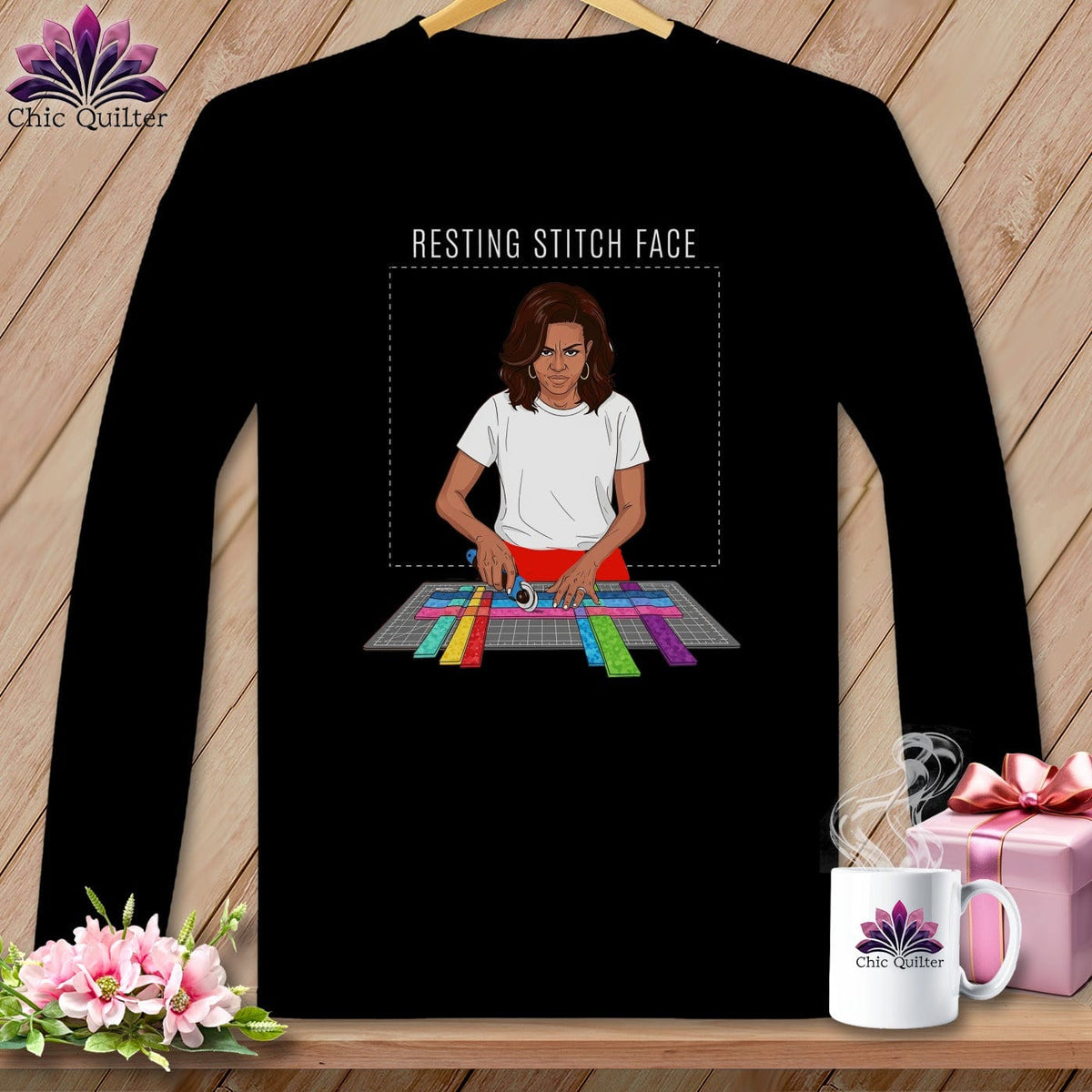 MyDesigns Physical Item S / Black Mich Sew - Resting Stitch Face ~ Long Sleeve Tee