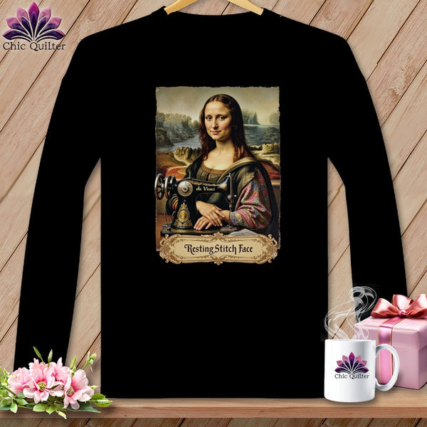 MyDesigns Physical Item S / Black Mona Sewsa - Resting Stitch Face ~ Long Sleeve T-Shirt