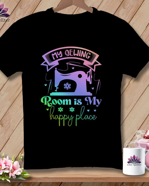 MyDesigns Physical Item S / Black My Sewing Room Is My Happy Place ~ Relaxed Fit Tee